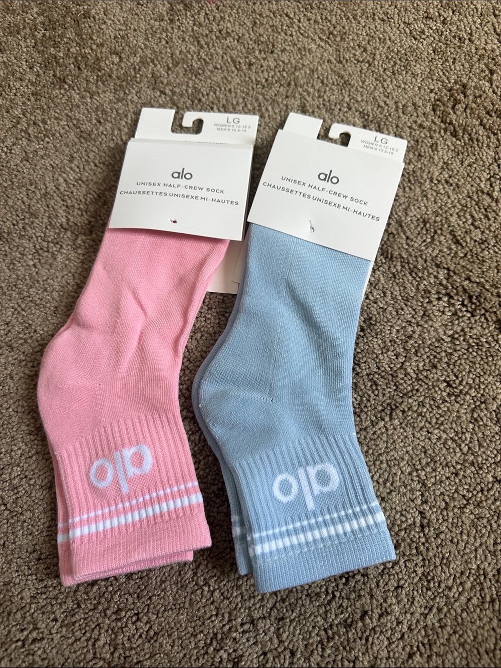ALO Yoga Half-Crew Socks in Pink and Light Blue - Pack of 2